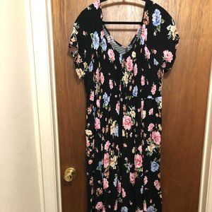 Torrid Black Floral Chalis Dress-Size 2